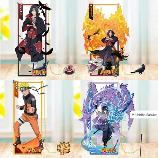 Naruto sasuke itachi metal bookmark set featuring vibrant colorful anime character standees with distinct designs