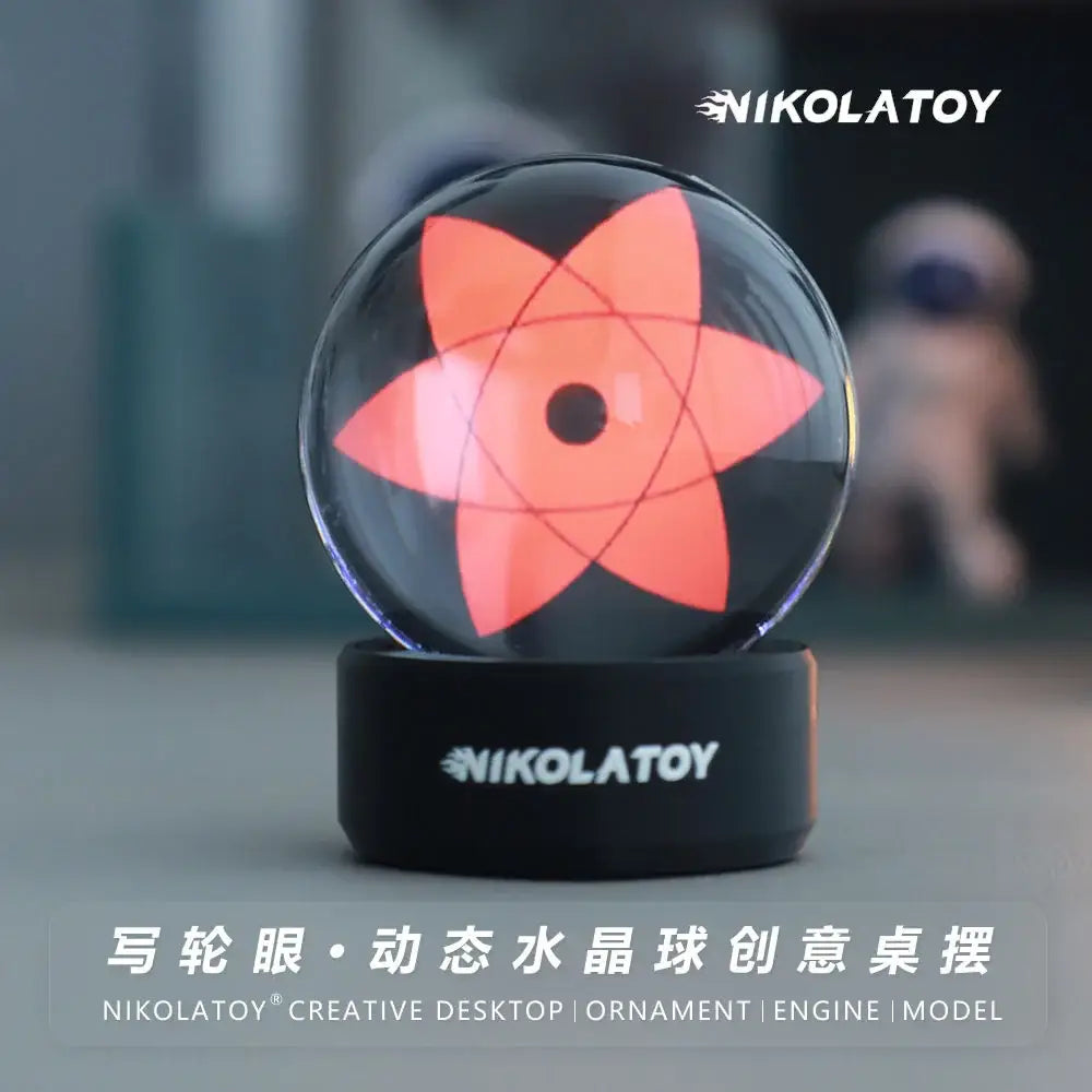 A glowing orange six-pointed star inside a crystal ball on a black nikolatoy base music rhythm sync led lamp