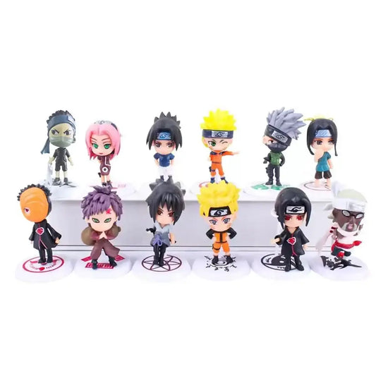 Chibi-style vibrant naruto shippuden figure set with 12 plastic detailed akatsuki and naruto costumes