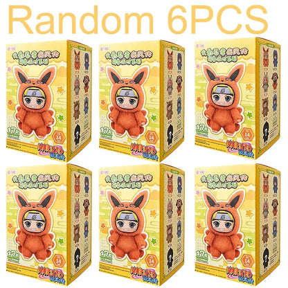 Orange plush naruto shippuden stuffed doll in fox costume with black-tipped ears from blind box collection