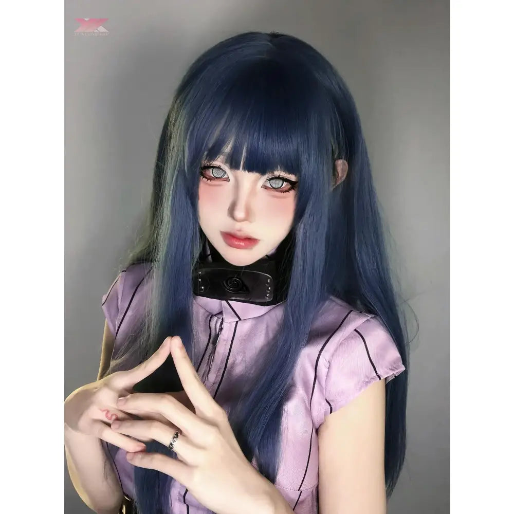 Black naruto headband with silver spiral emblem from naruto shippuden hinata hyuga cosplay set