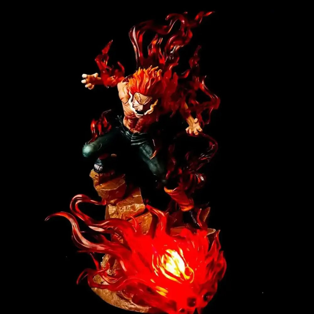 Naruto Shippuden might guy pvc statue 26cm light-up with fiery red and orange flame-themed muscular figurine
