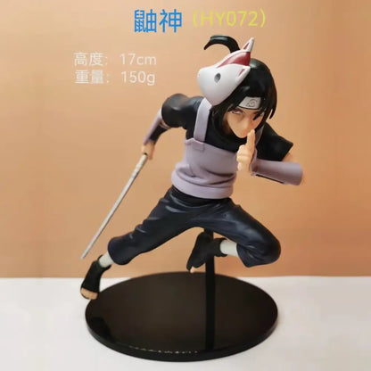 Black and gray pvc kiba inuzuka figurine wearing white fox mask headband for naruto shippuden uchiha itachi figure