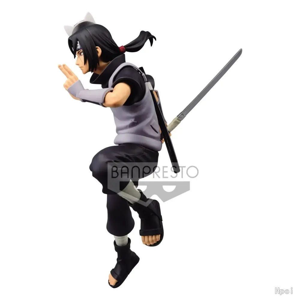 Naruto shippuden uchiha itachi figure 17cm pvc statue featuring black-haired itachi figure with cat ears and sword on back