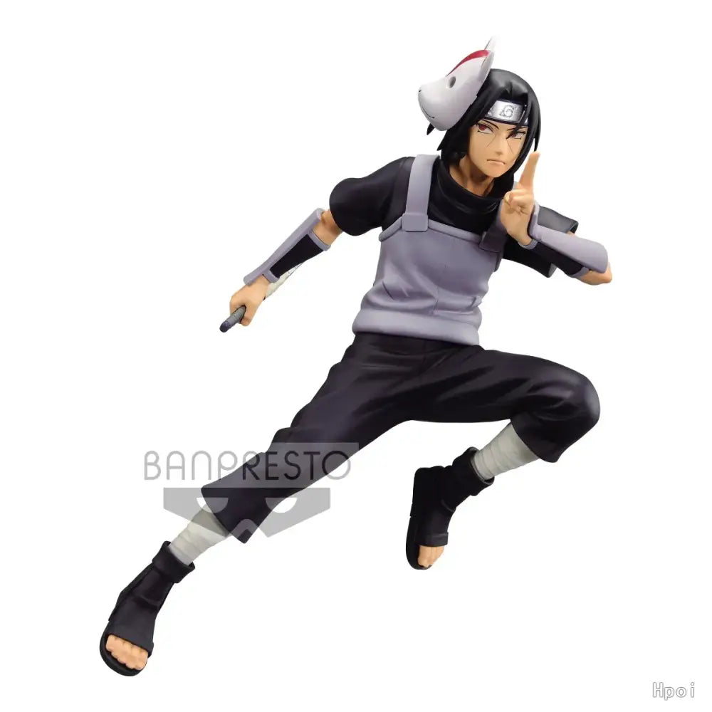 Naruto Shippuden uchiha itachi figure 17cm pvc statue with black vest white fox mask and gray naruto uzumaki design