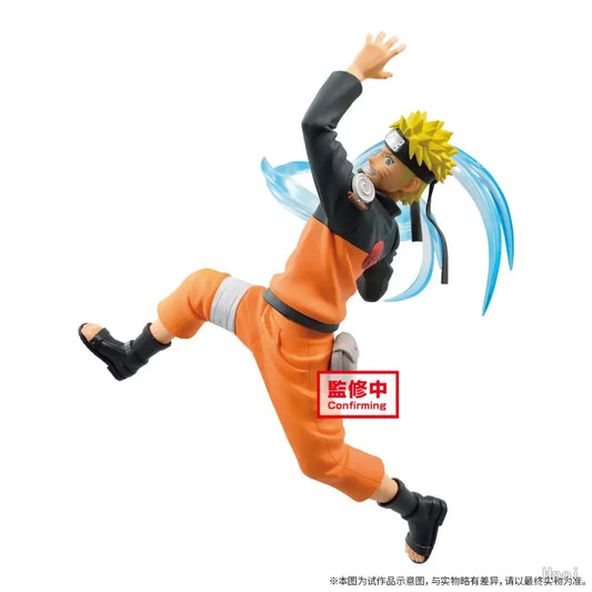 Naruto shippuden uzumaki pvc statue 15cm battle pose with orange and black outfit blue chakra trails and konoha headband