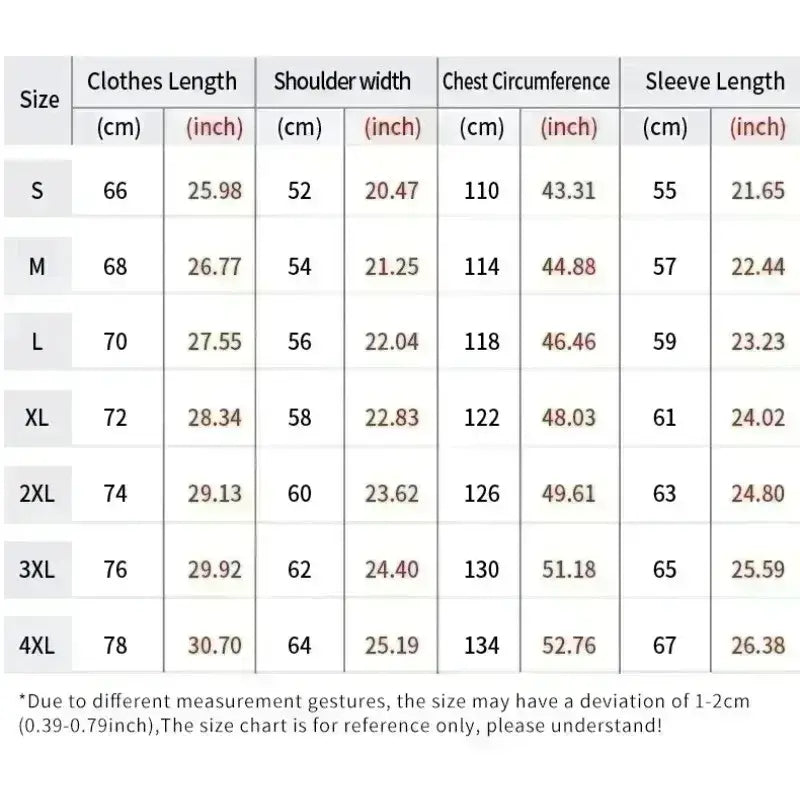 Size chart for Naruto Team 7 T-shirt cotton unisex streetwear showing measurements in cm and inches sizes S to 4XL