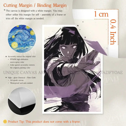 Naruto uchiha itachi black and purple anime print on art-grade canvas with white margin uchiha itachi canvas wall art