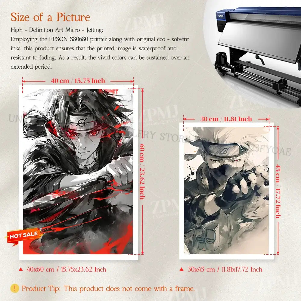 Black and red naruto uchiha itachi canvas wall art printed on waterproof eco solvent inkjet canvas frameless hd print