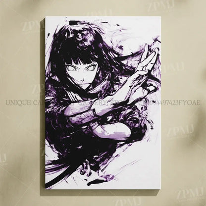 Purple and black ink-stroke naruto uchiha itachi canvas wall art frameless hd print for anime decor