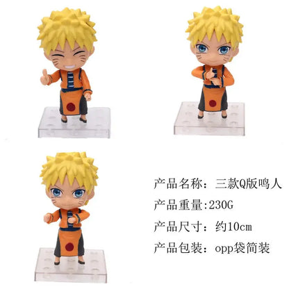 Chibi-style naruto figure with spiky blonde hair blue eyes and orange jumpsuit in naruto uchiha itachi figure set pvc