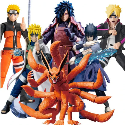 Orange nine-tailed fox articulated figure with detailed facial features in Naruto Uchiha Madara assembled PVC model