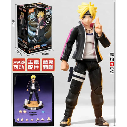 Naruto uchiha madara pvc figure in black and pink jacket with interchangeable face plates for display and collection