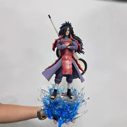 Naruto uchiha madara pvc statue with light-up translucent blue energy base featuring detailed armor and sword