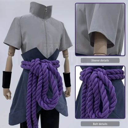 Purple braided rope belt with thick textured weave for adult unisex uchiha sasuke cosplay costume accessory