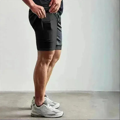 Black naruto uzumaki 2-in-1 running shorts with sleek design multiple pockets quick-dry men’s gym wear