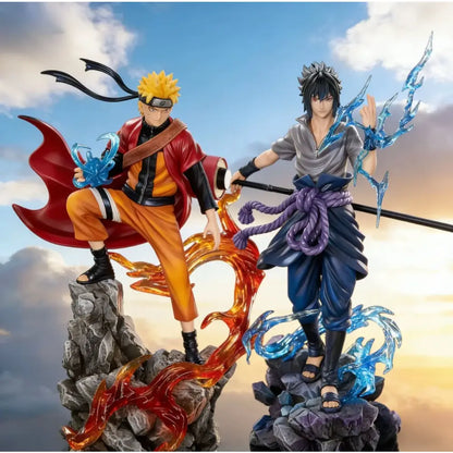 Naruto uzumaki pvc statue action figure set with detailed sculpted poses and vibrant orange and blue chakra effects
