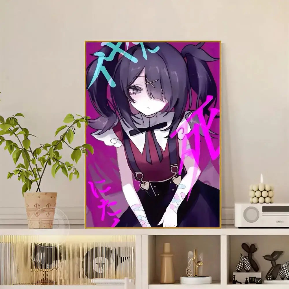 Needy streamer overload izumo poster hd waterproof self-adhesive vibrant anime diamond painting with dark hair and red outfit