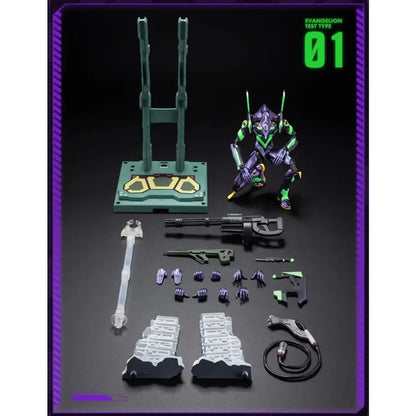 Purple and green neon genesis evangelion eva armor action figure with detailed plating asuka assembled figure