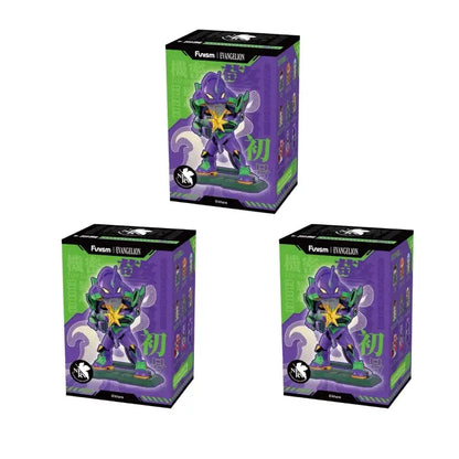 Purple and green neon genesis evangelion unit-01 blind box figurine in a collectible box featuring asuka langley soryu