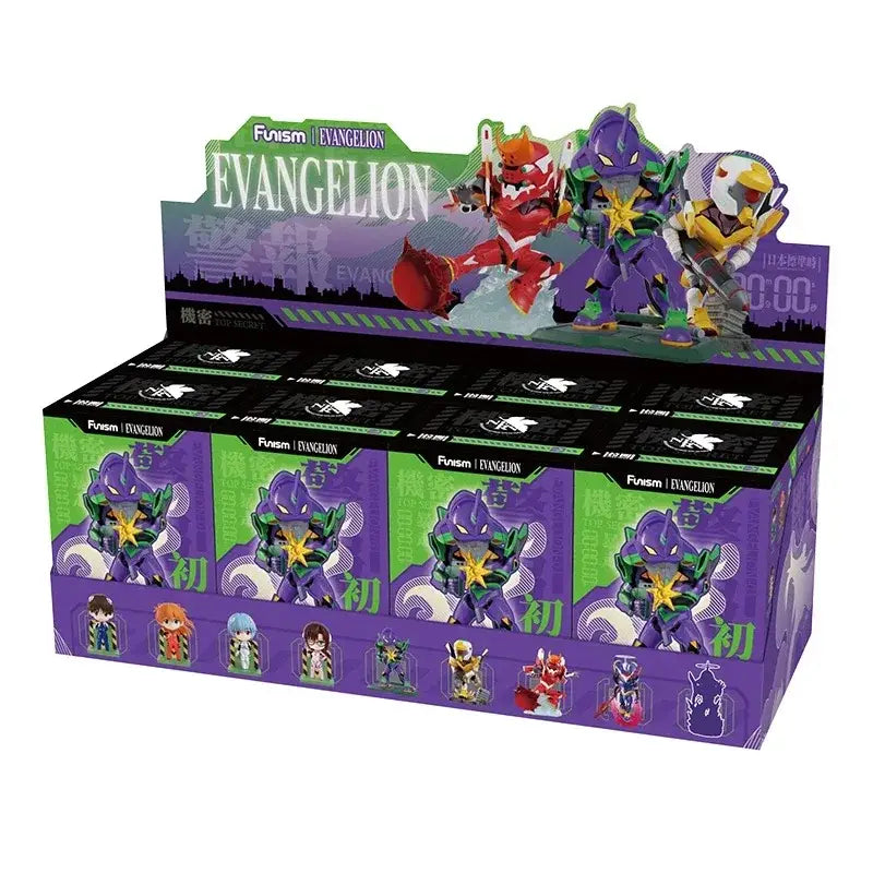 Purple and green neon genesis evangelion asuka langley soryu blind box display with collectible figurines