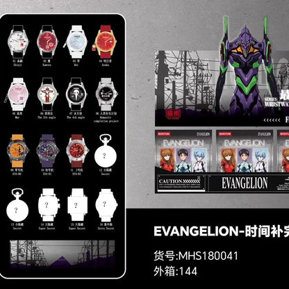 Purple and green neon genesis evangelion blind box wristwatch with metallic finish from eva series collection