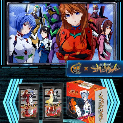 Orange and white neon genesis evangelion character card set box featuring mech style anime artwork