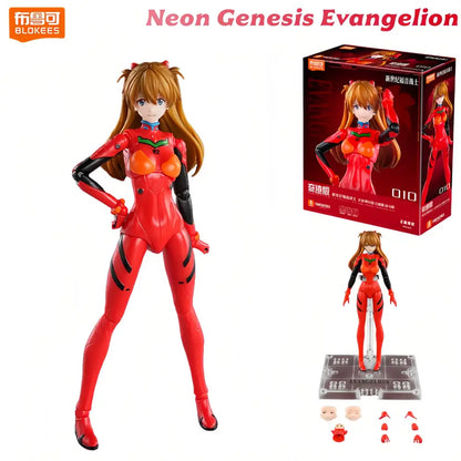 Red and black plastic building blocks figure of asuka langley soryu in her red plugsuit with green accents from neon genesis evangelion
