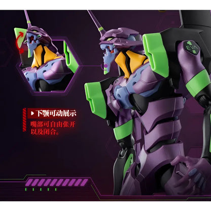 Neon genesis evangelion eva-01 figure legend edition in purple and green with yellow accents and articulated joints