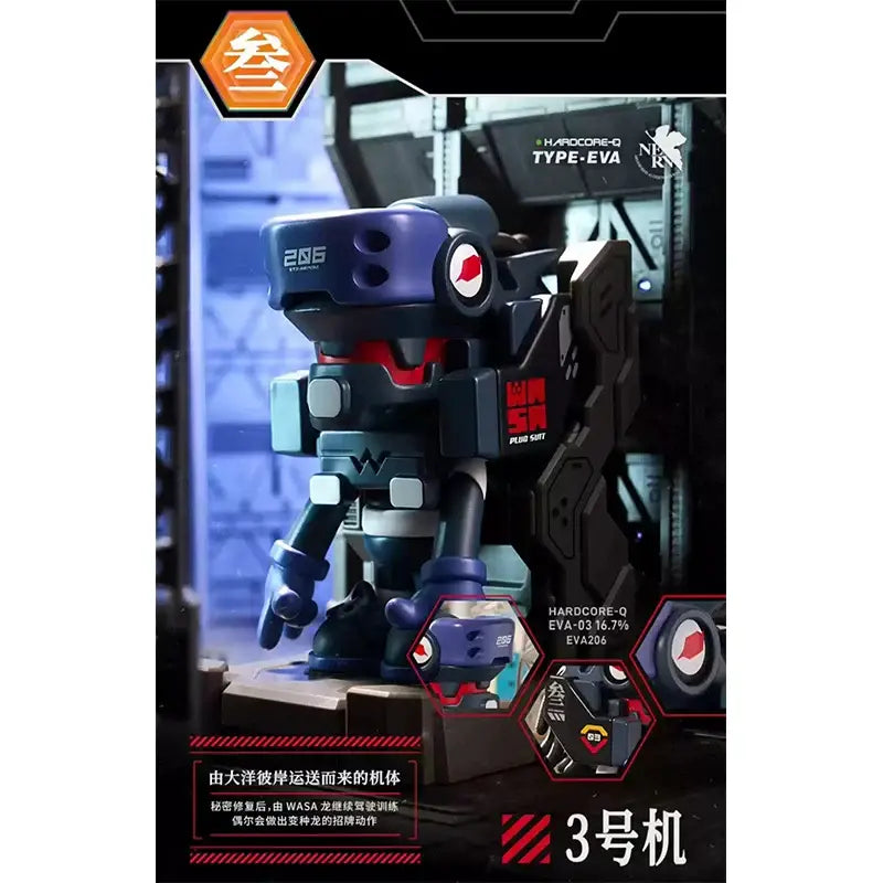 Dark blue and black plastic neon genesis evangelion eva 03 series robot figurine with red accents hardcore-q type-eva