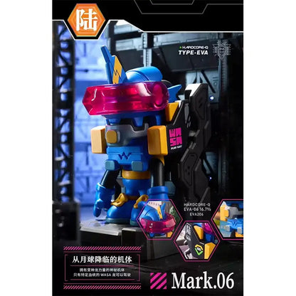 Blue and yellow plastic neon genesis evangelion eva action figure with translucent pink visor from mark 06 series