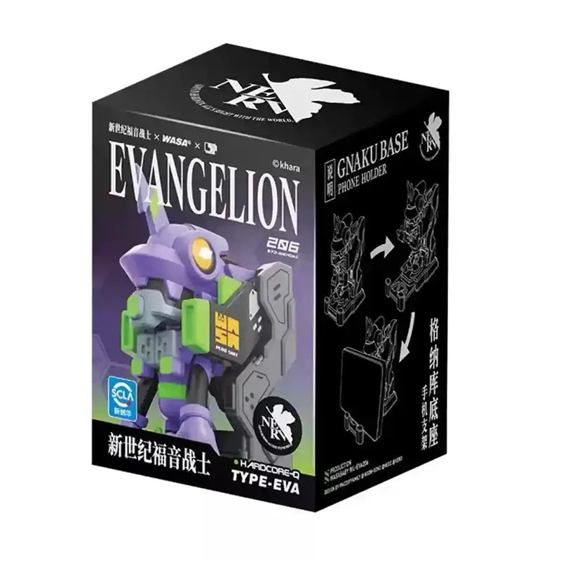 Purple and green evangelion type-eva 206 gnaku base phone holder with sleek angular design neon genesis evangelion collectible
