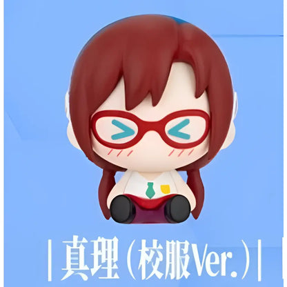 Chibi-style mini figurine of neon genesis evangelion character with reddish-brown hair as magnetic fridge magnet
