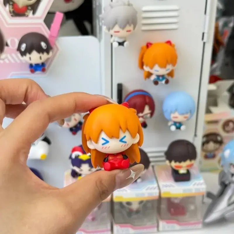 Neon genesis evangelion eva mini figurine of orange haired asuka langley soryu in red outfit with blue eyes plastic magnet