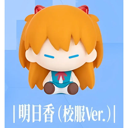 Orange-haired chibi style asuka langley soryu mini figurine in school uniform neon genesis evangelion eva fridge magnet