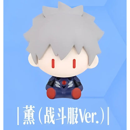Gray spiky-haired neon genesis evangelion mini figurine in dark blue and red battle outfit magnetic fridge magnet