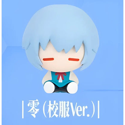 Cute chibi-style neon genesis evangelion eva mini figurine with light blue hair and teal school uniform magnetic magnet