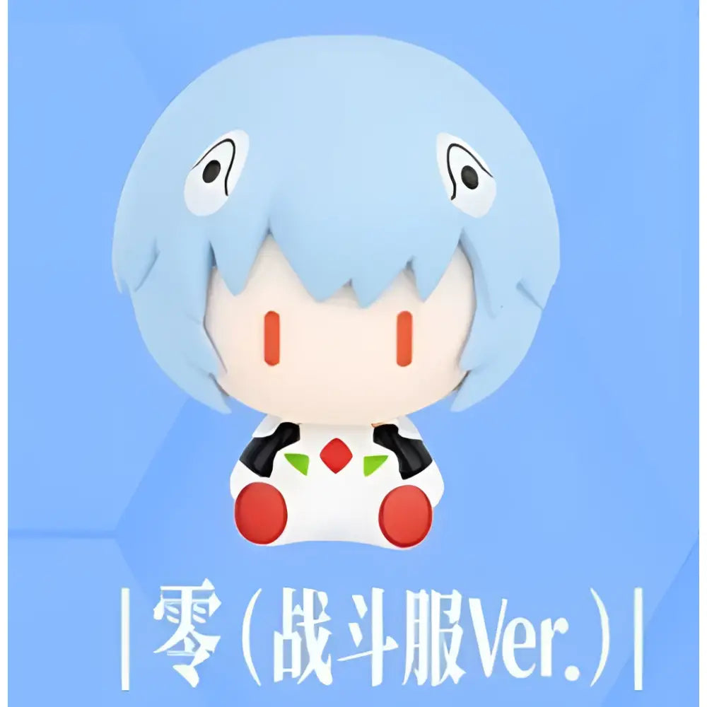 Light blue chibi-style neon genesis evangelion eva mini figurine with red accents magnetic fridge magnet