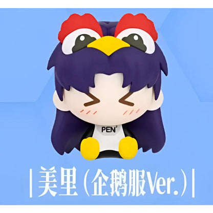 Neon genesis evangelion mini figurine plush toy with purple pigtails and red yellow bird headgear fridge magnet
