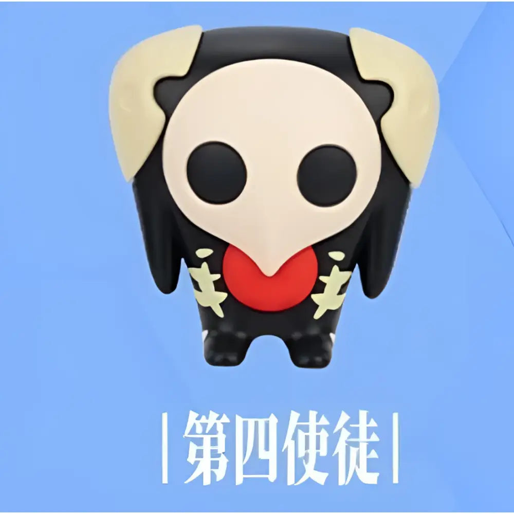 Neon genesis evangelion eva mini figurine plush toy with skull face, red heart patch, and gold star patterns magnetic magnet