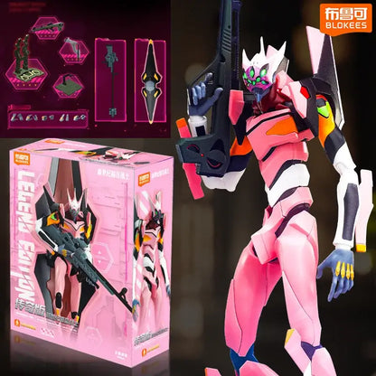 Neon genesis evangelion pink and white mari makinami illustrious action figure with black orange and green accents