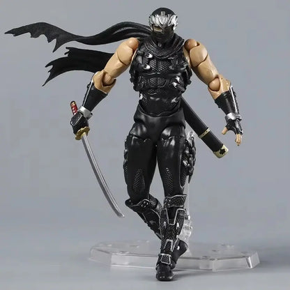 Ryu hayabusa ninja gaiden 1/12 scale articulated action figure with black silver armor mesh and dual swords