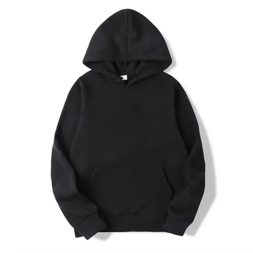 Black one piece chopper oversized hoodie with graphic print front pocket ribbed cuffs and composite fabric