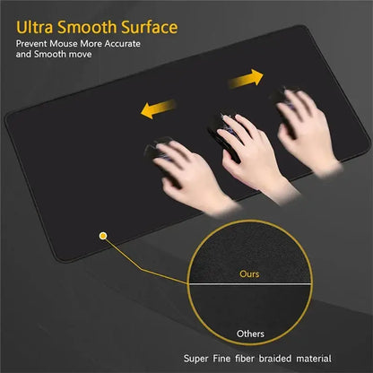 Black one piece logo mouse pad desk mat made of ultra smooth super fine fiber braided material for precise movement