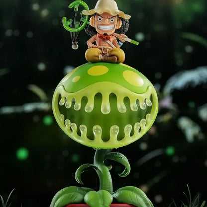 One piece luffy devil fruit night light featuring a green glossy carnivorous plant figurine with voice-controlled led