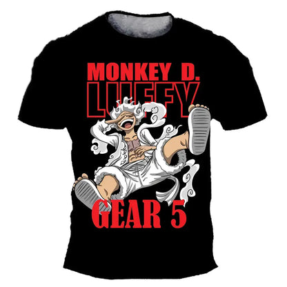 Black short sleeve kids t-shirt with vibrant 3d printed monkey d graphic perfect for summer short sleeve everyday wear