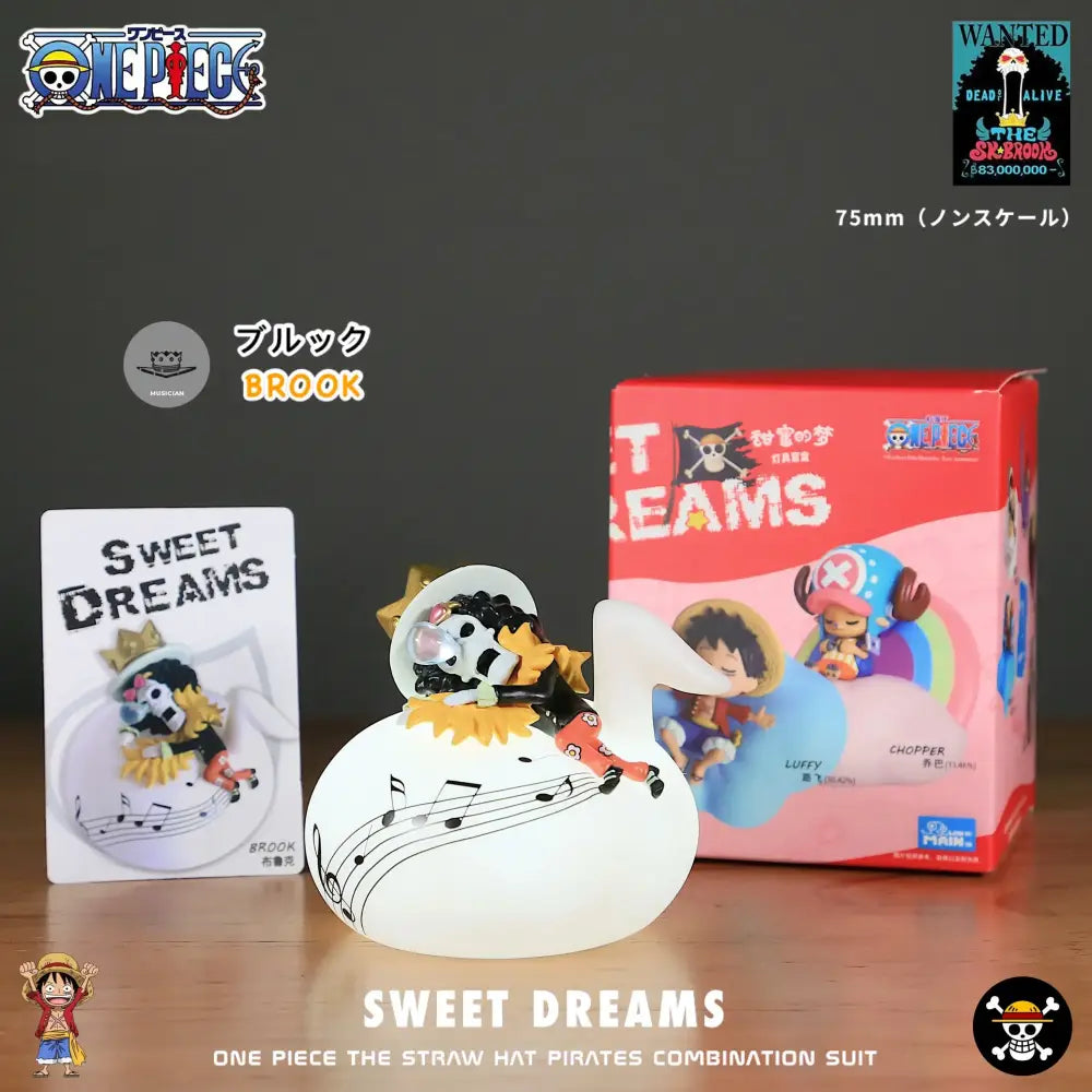 White brook figurine on swan with musical notes LED night light for one piece luffy led night rechargeable lamp