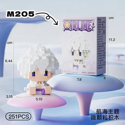 White and purple pixelated one piece luffy mini building blocks model m205 by oriline for pirate adventure display