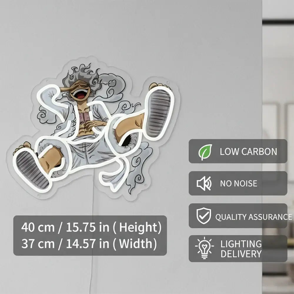 Clear acrylic sticker of cartoon character with curly gray hair in white outfit for one piece luffy neon signs wall light