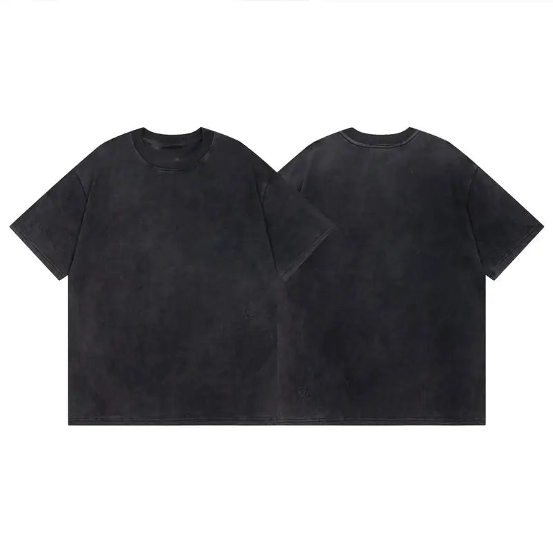 Black oversized one piece luffy tee with faded finish in washed cotton for street style anime graphic looks